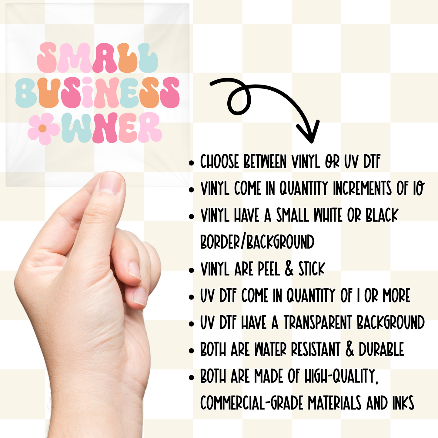 Small Business Owner Rainbow - Vinyl or UV DTF Sticker