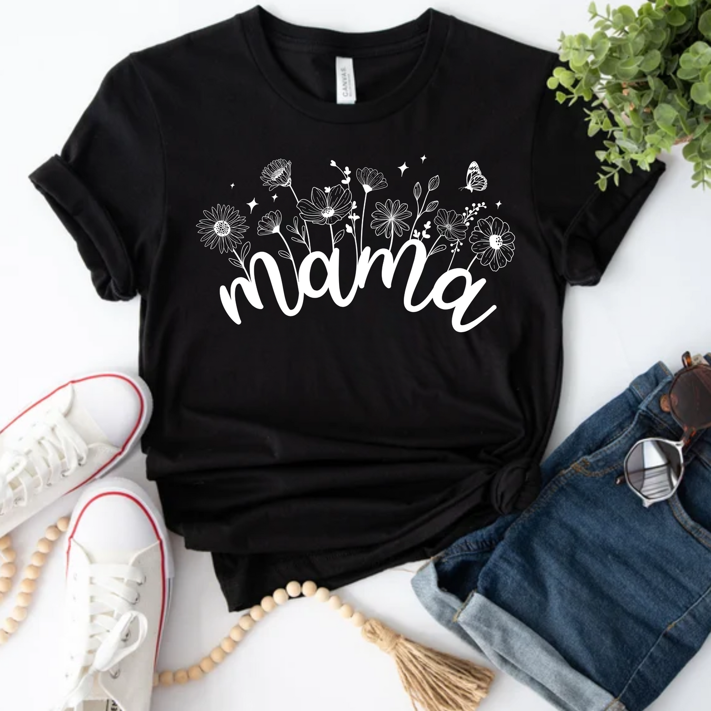 Mama Flowers Curved WHITE