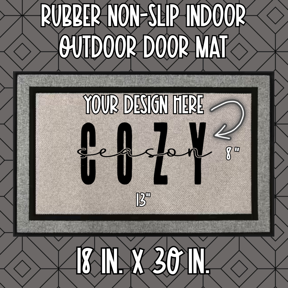 Custom Rug: Rubber Non-Slip Indoor Outdoor Door Mat - 18 in. x 30 in.