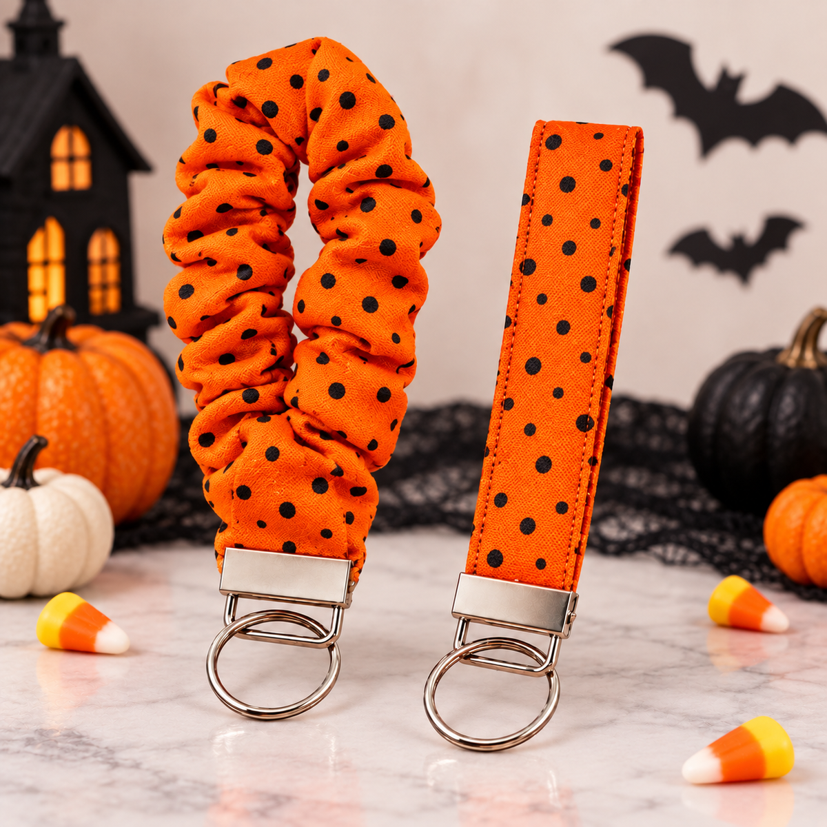 Halloween Polka Wristlet