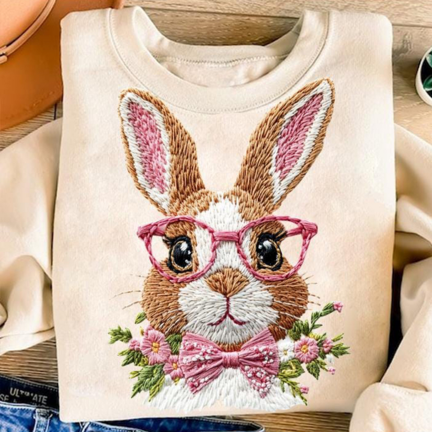 Faux Embroidery Rabbit