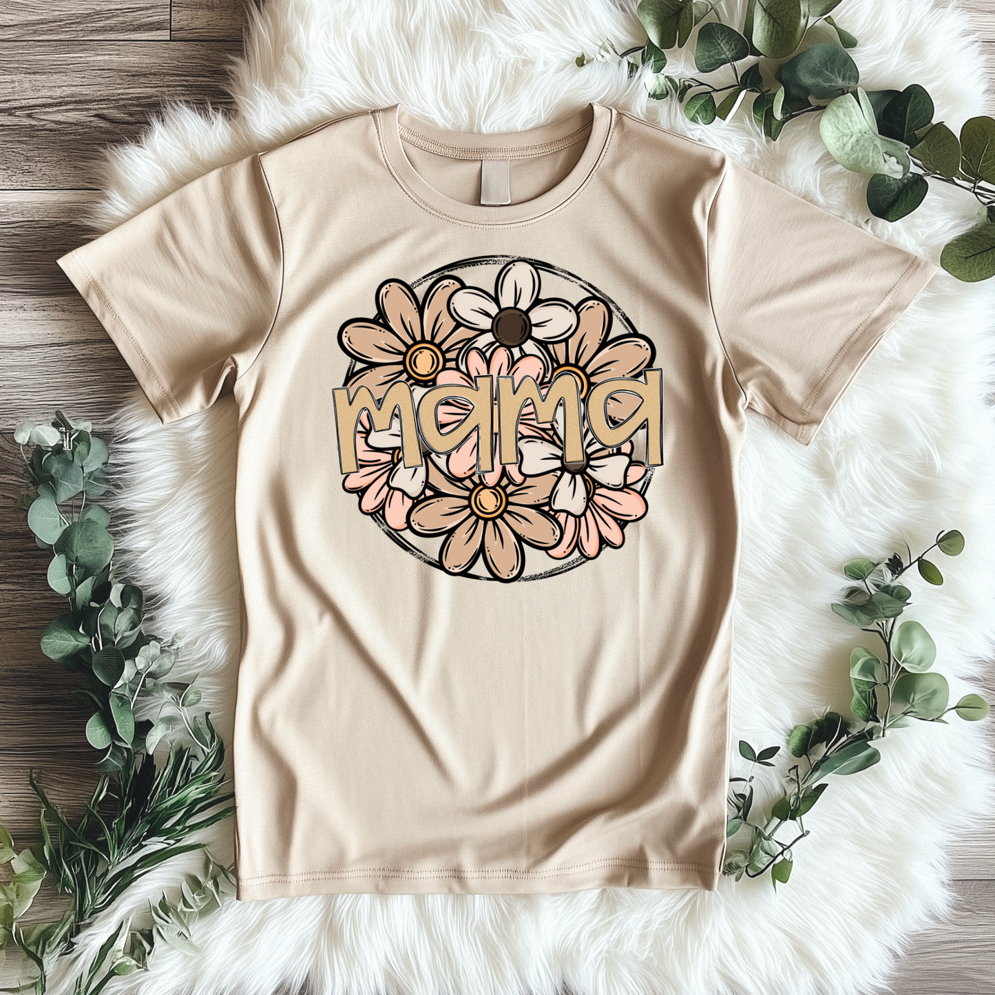 Mama Neutral Floral Circle