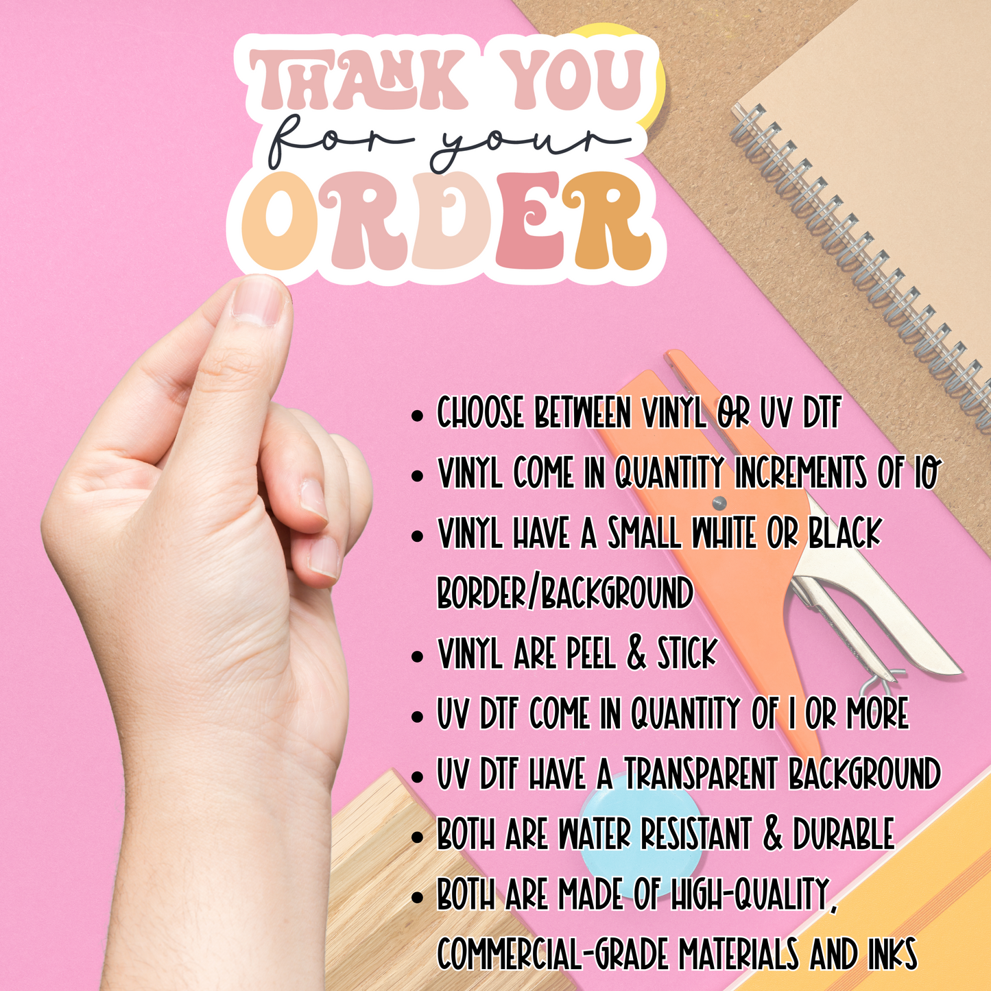 Thank You For Your Order - Vinyl or UV DTF Sticker
