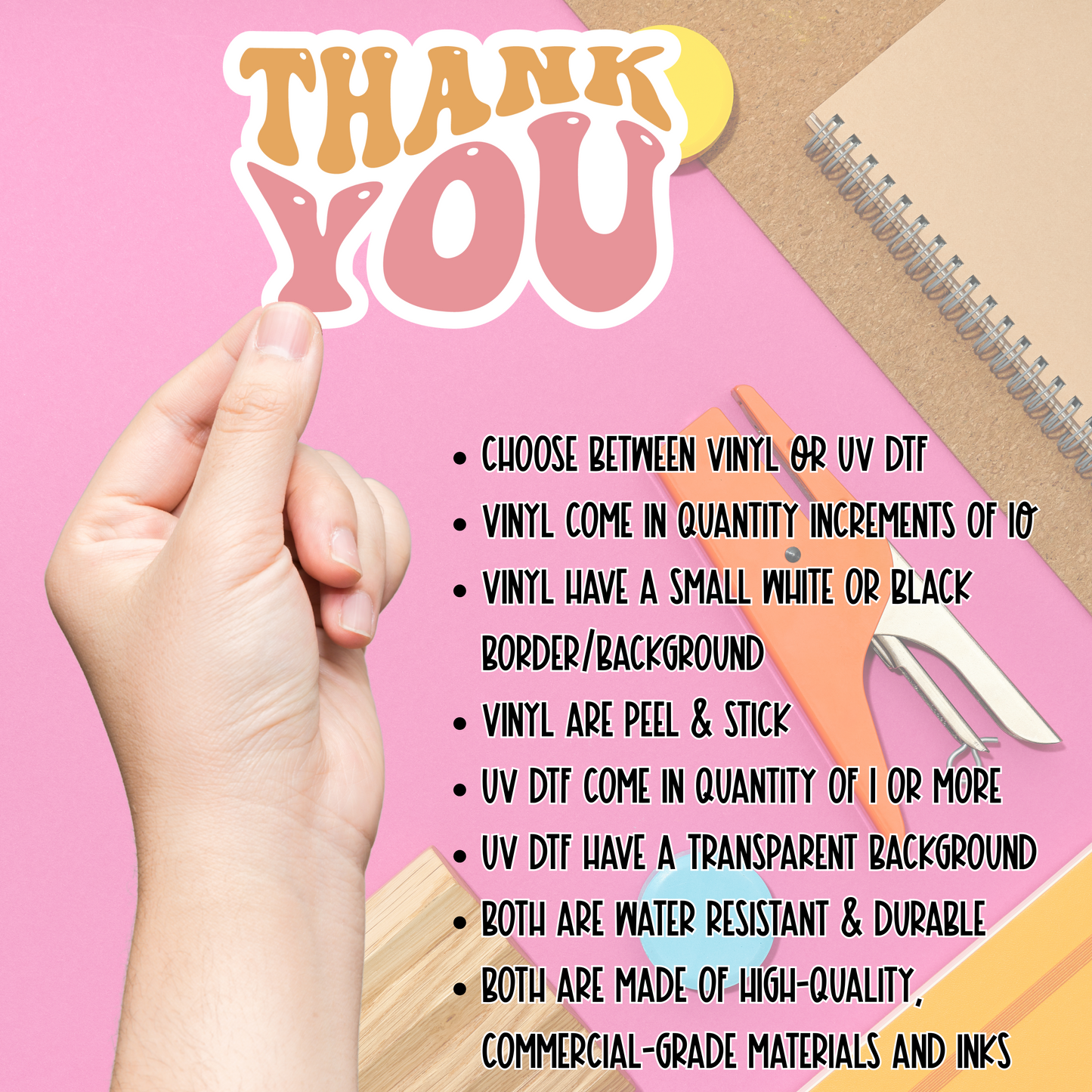 Thank You - Vinyl or UV DTF Sticker