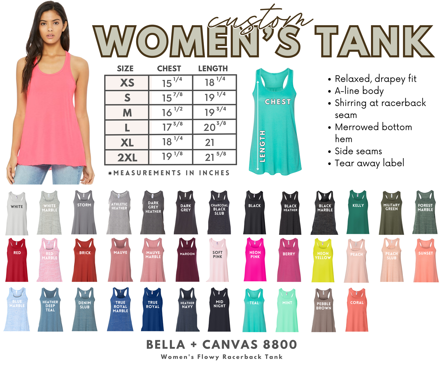 Customize Adult Women's Flowy Racerback Tank - You Choose the Design!