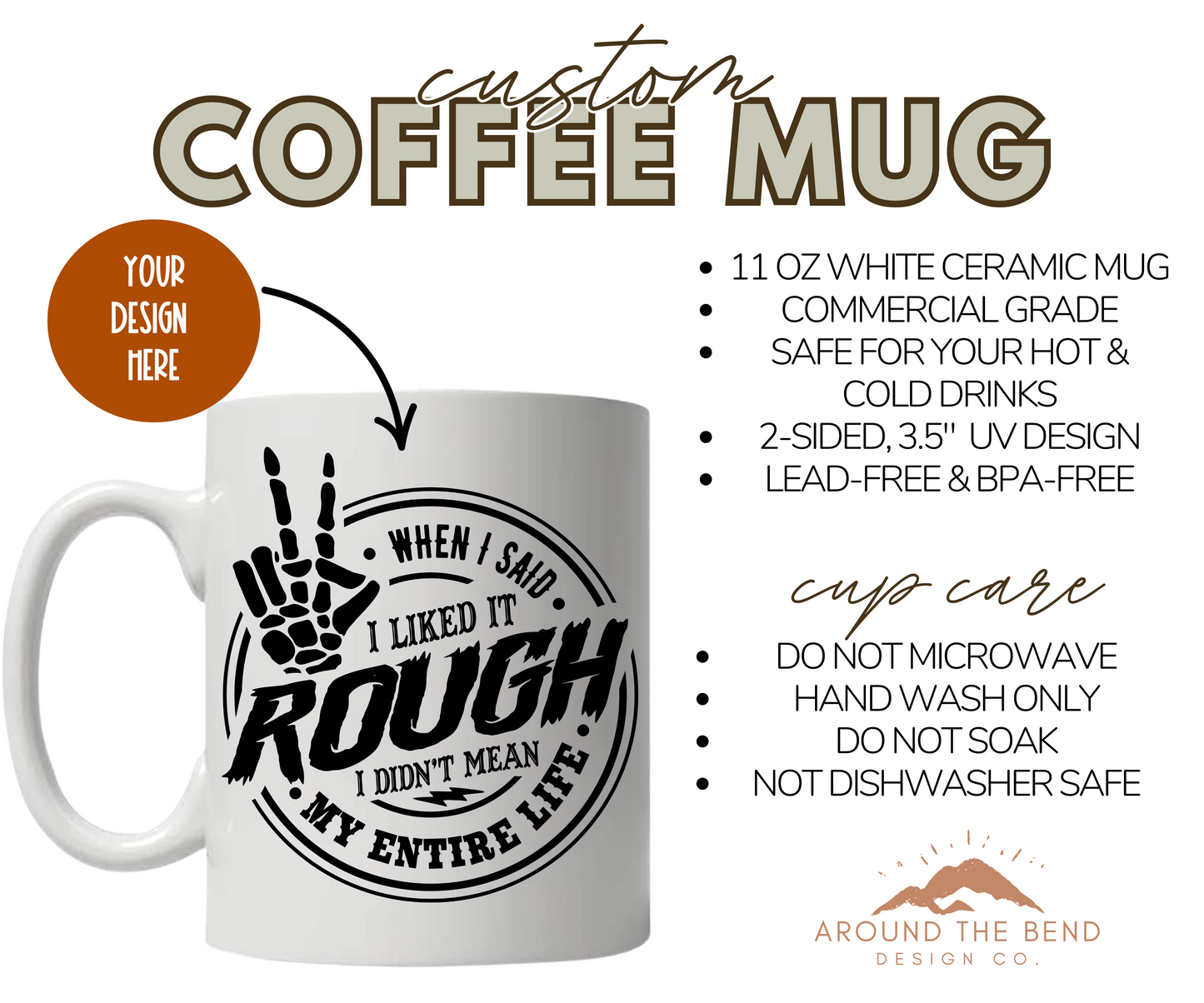 Custom 11 oz Ceramic Mug - You Choose the Design