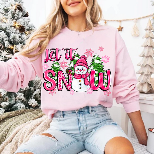 Let it Snow Pink Snowman