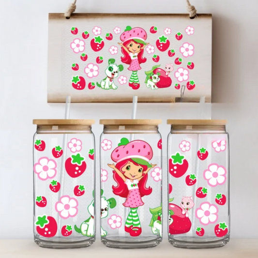 Strawberry Shortcake - 16 oz GLASS CAN CUP