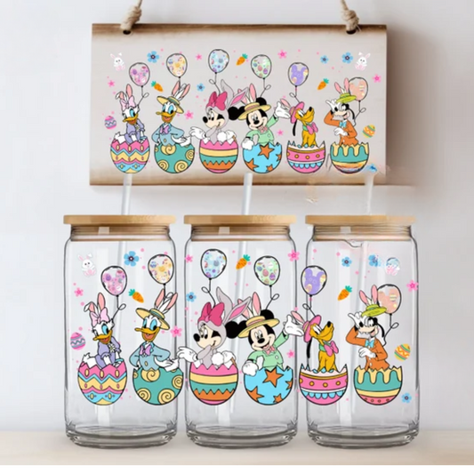 Mickey & Friends Easter - 16 oz GLASS CAN CUP