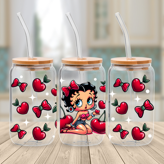 Betty Boop Cherries - Glass Can Cup