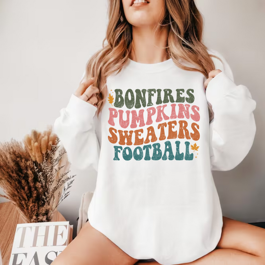 Bonfires, Pumpkins, Sweaters, Football - Stacked