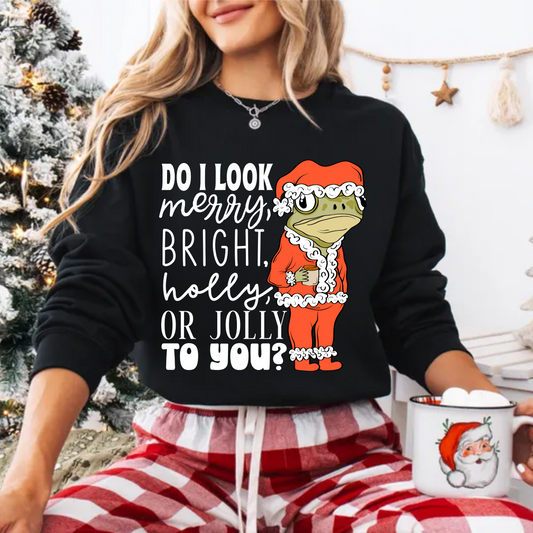 Do I look Merry, Bright, Holly, or Jolly - White