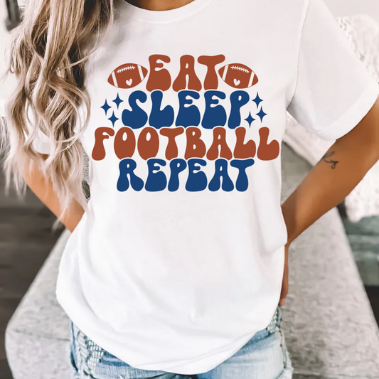 Eat Sleep Football Repeat - Brown & Blue