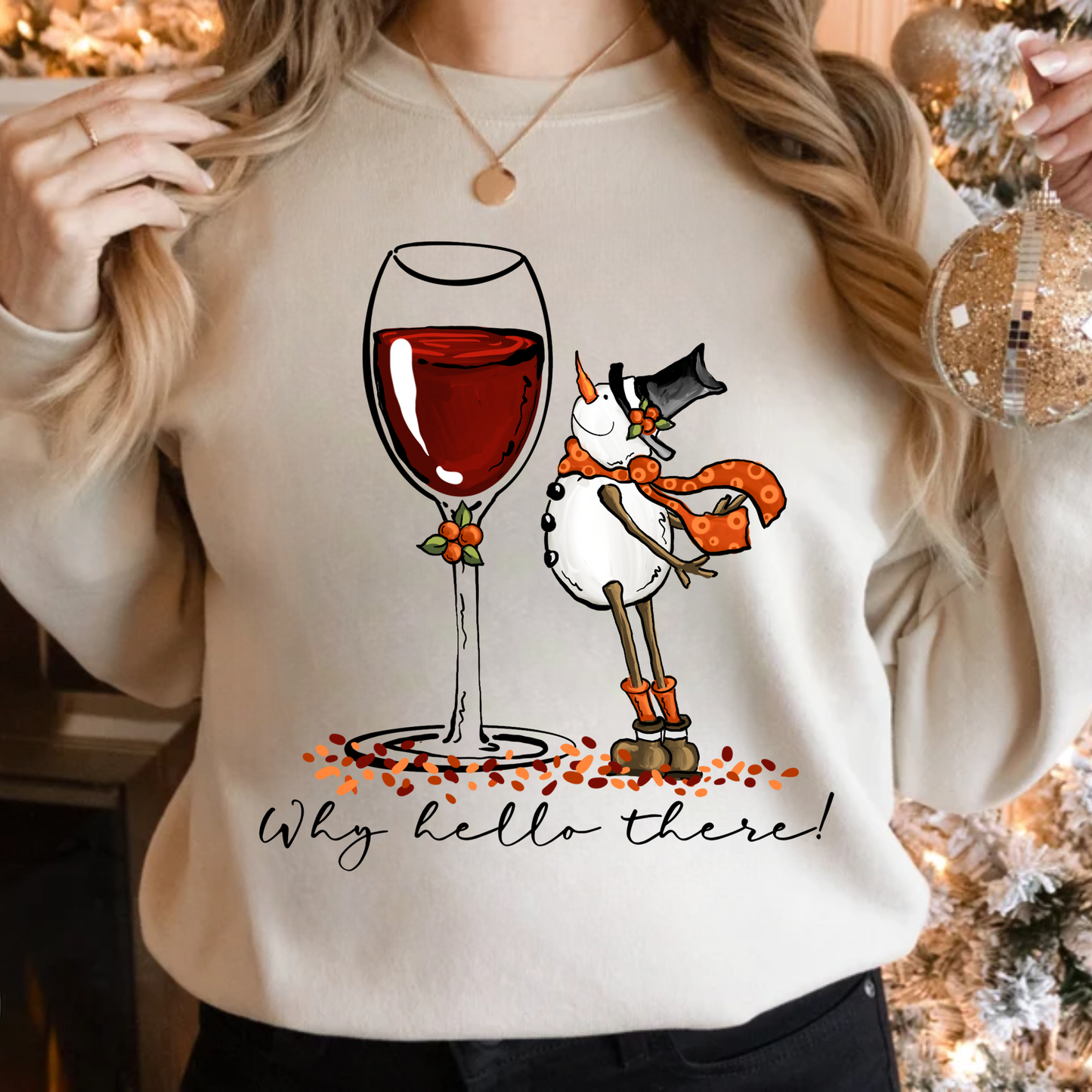 Why Hello There Snowman Wine