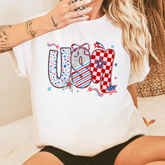 USA - Patriotic Print w Bow