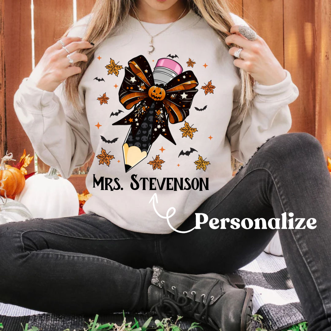 Personalized Halloween Pencil Bow