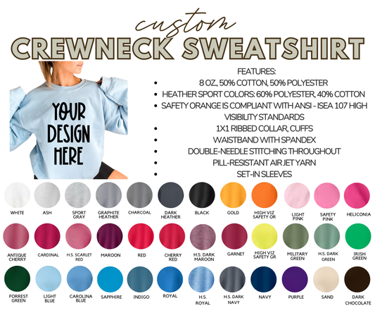 Customize Adult Crewneck Sweatshirt - You Choose the Design!