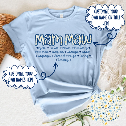 Custom Title or Name - Blue Yellow Floral