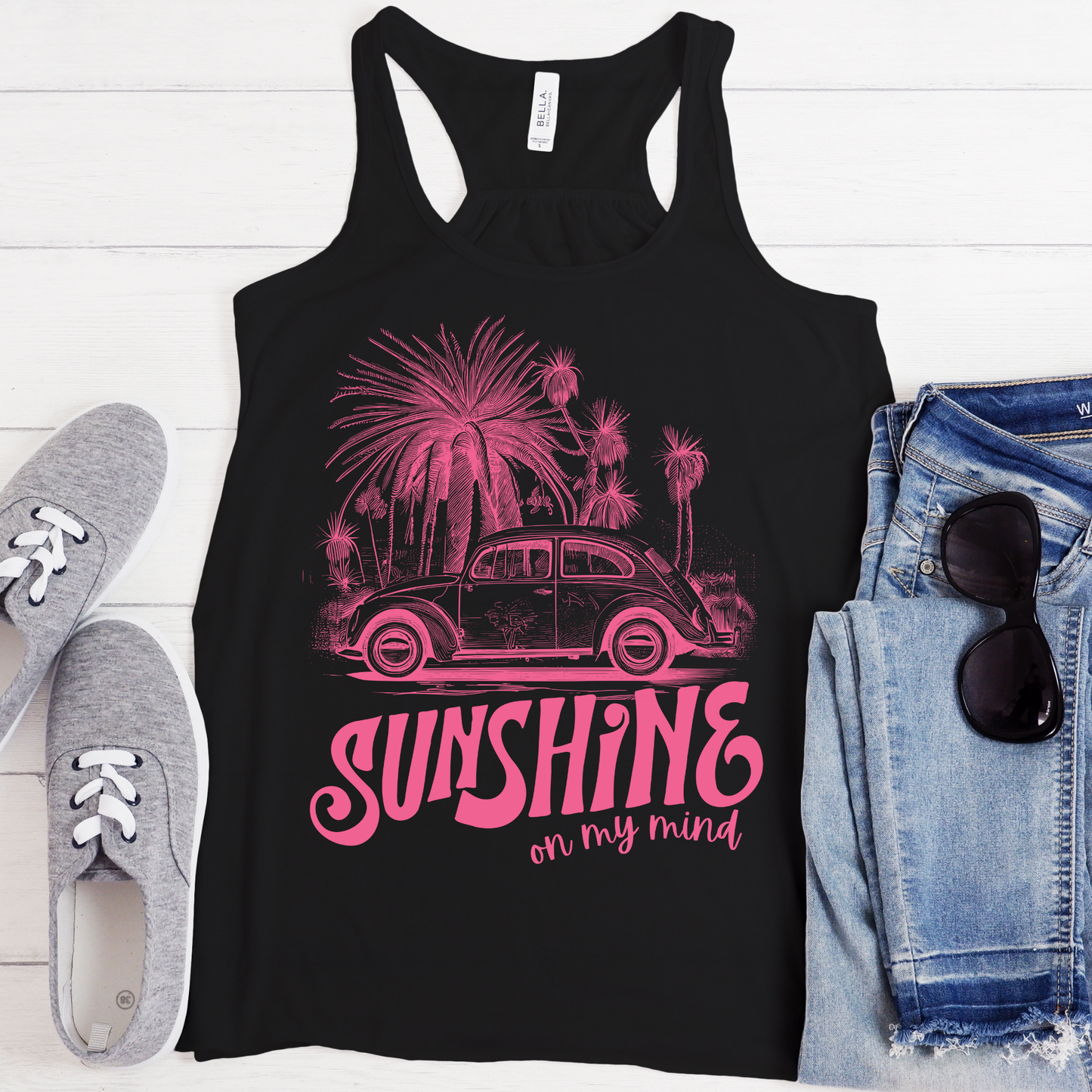 Sunshine VW Bug - Pink Distressed