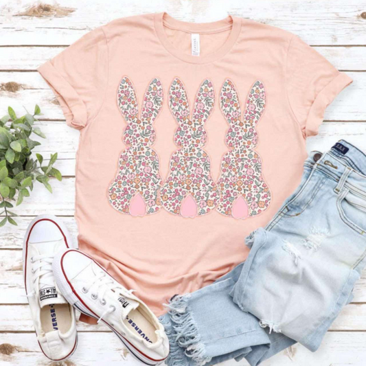 Pastel Floral Bunny Trio