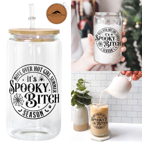 Spooky Bitch Season - 16 oz Glass Can Cup