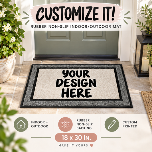 Custom Rug: Rubber Non-Slip Indoor Outdoor Door Mat - 18 in. x 30 in.